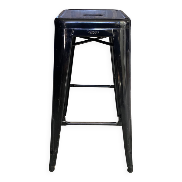 Tabouret haut de bar industriel tolix h75 empilables noir