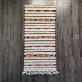 Moroccan ethnic white kilim carpet 70x150 cm