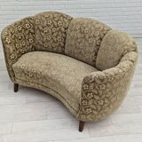 60s, danish vintage 2 seater "banana" sofa, green velour, original condition.