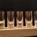 lot de 5 verres à vodka en cristal, pied taillé