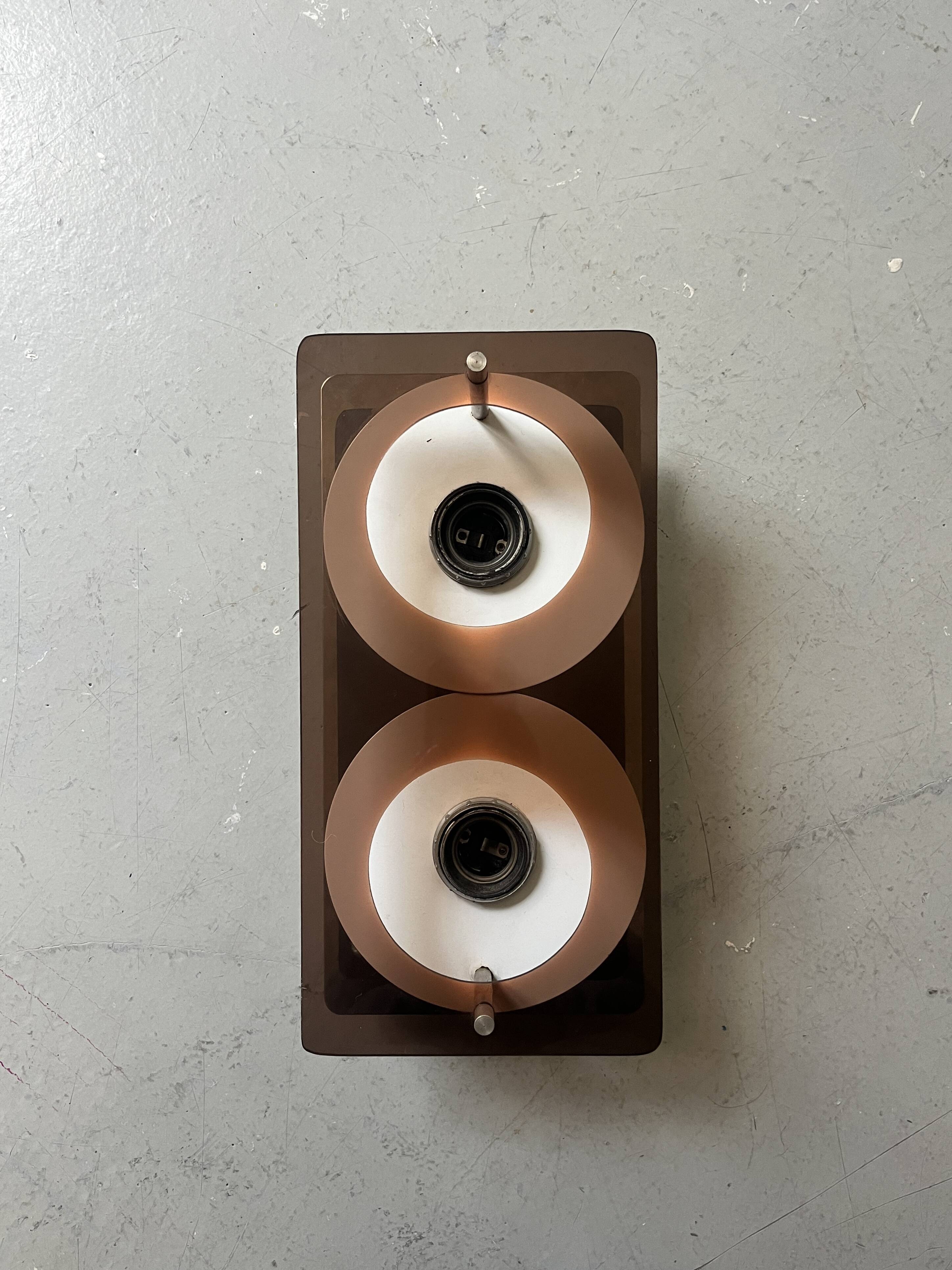 Disco wall light in smoked plexiglass by Jacqueline Trocmé for Oxar, design 1970