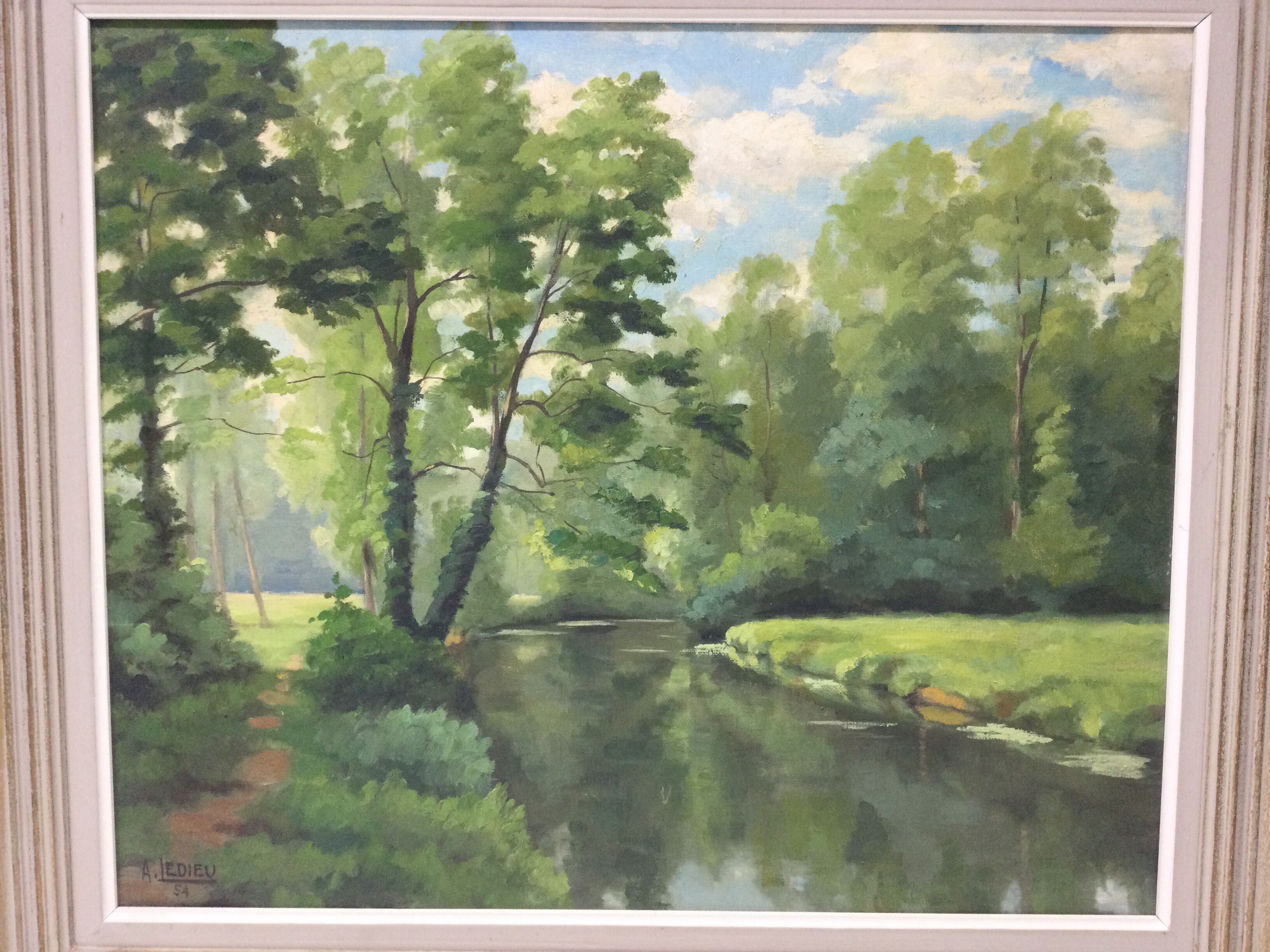 A. Ledieu – Oil on canvas "Bassin d'Hermes"