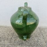 Antique glazed green terracotta oil jar, late 19th century.