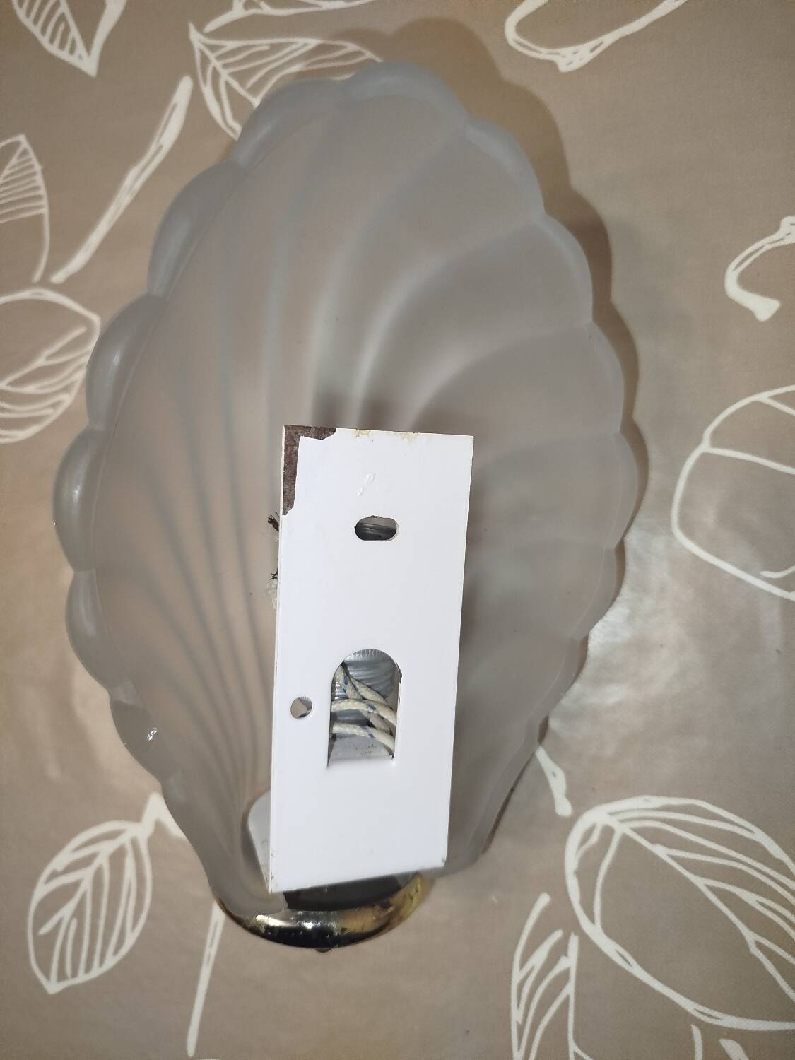 Art Deco wall sconces in frosted glass with a seashell design