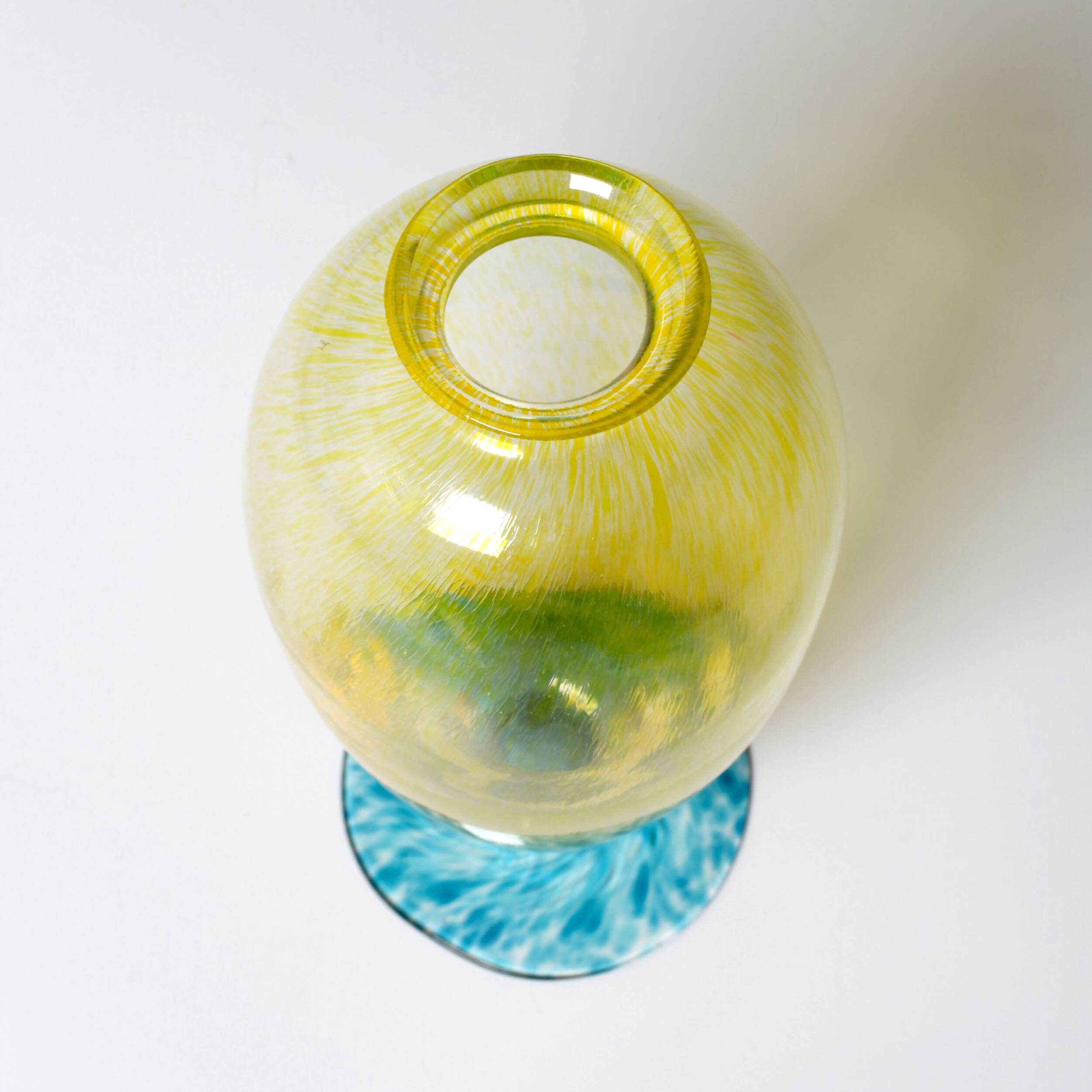 Vintage Swedish Colorful Hand Blown Glass Vase / Lars Sestervik/ Sweden
