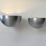 Paire d'appliques XL vintage, métal brossé, Italie, 1970