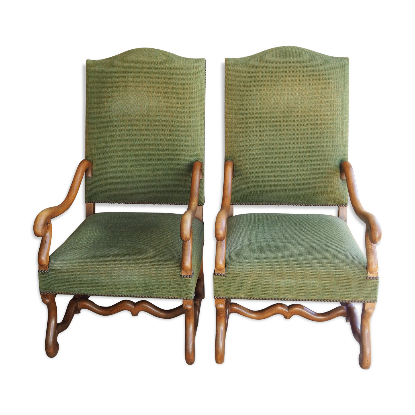 A pair of Louis XIII-style sheep bones armchairs