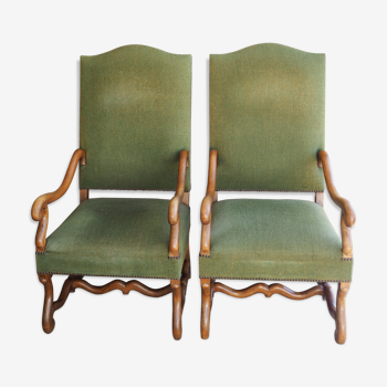 A pair of Louis XIII-style sheep bones armchairs