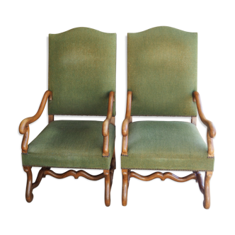 Paire de fauteuils style Louis XIII Os de mouton