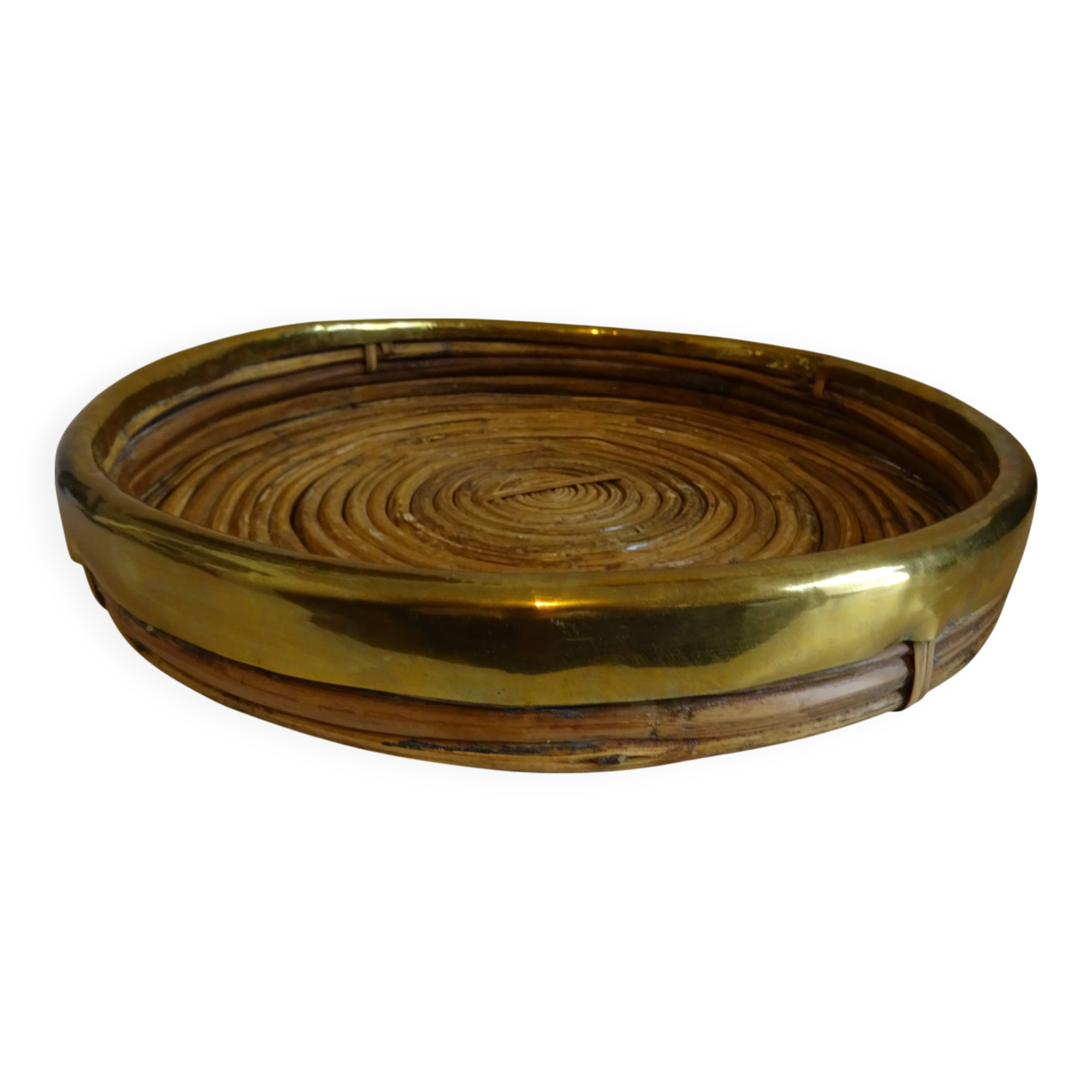 Vintage rattan tray from the 70s
