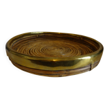 Vintage rattan tray from the 70s