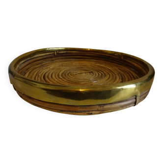 Vintage rattan tray from the 70s