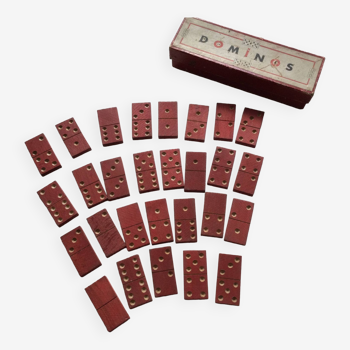 Red wooden dominoes game from the 50s old toy