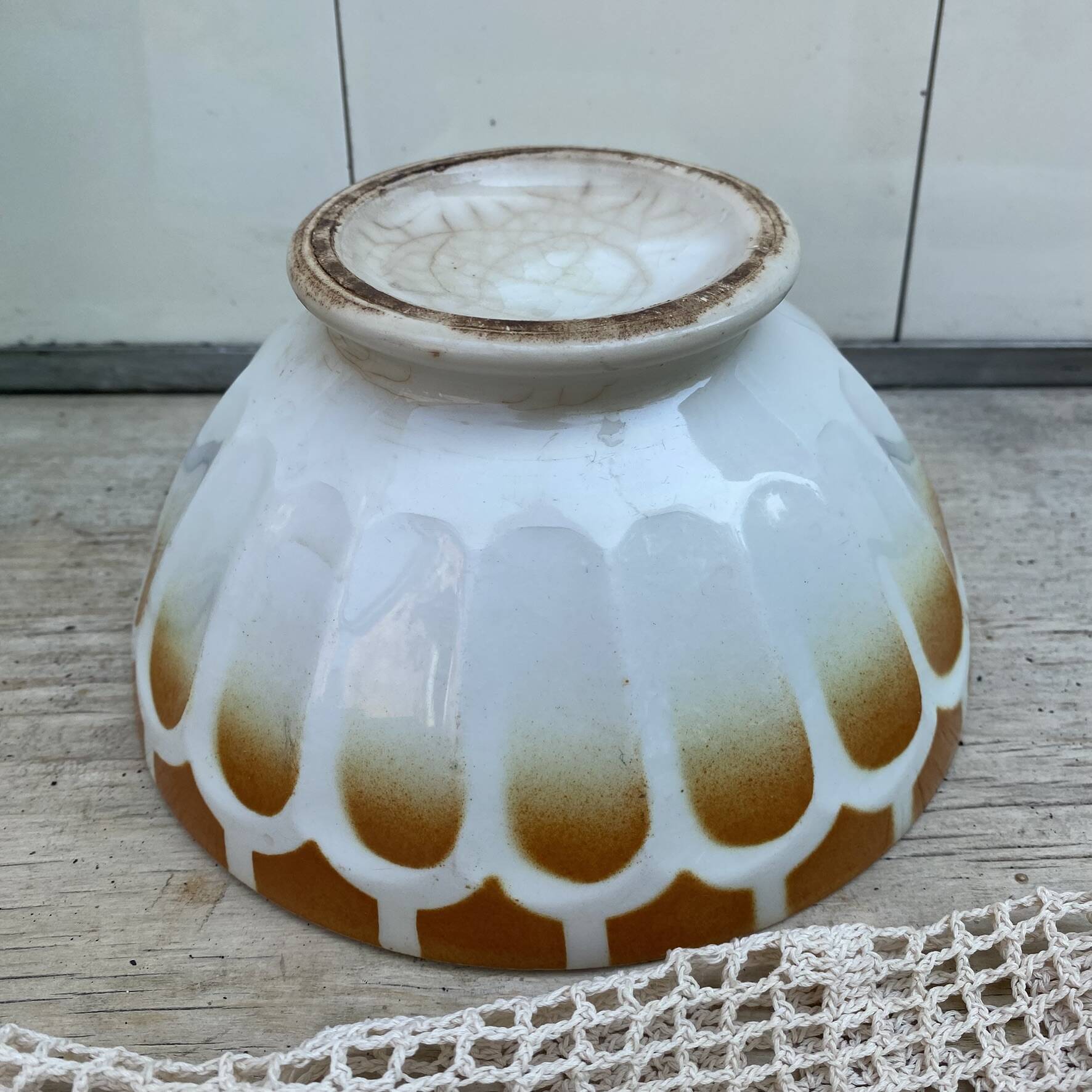 Large antique bowl Digoin Sarreguemines 1950s