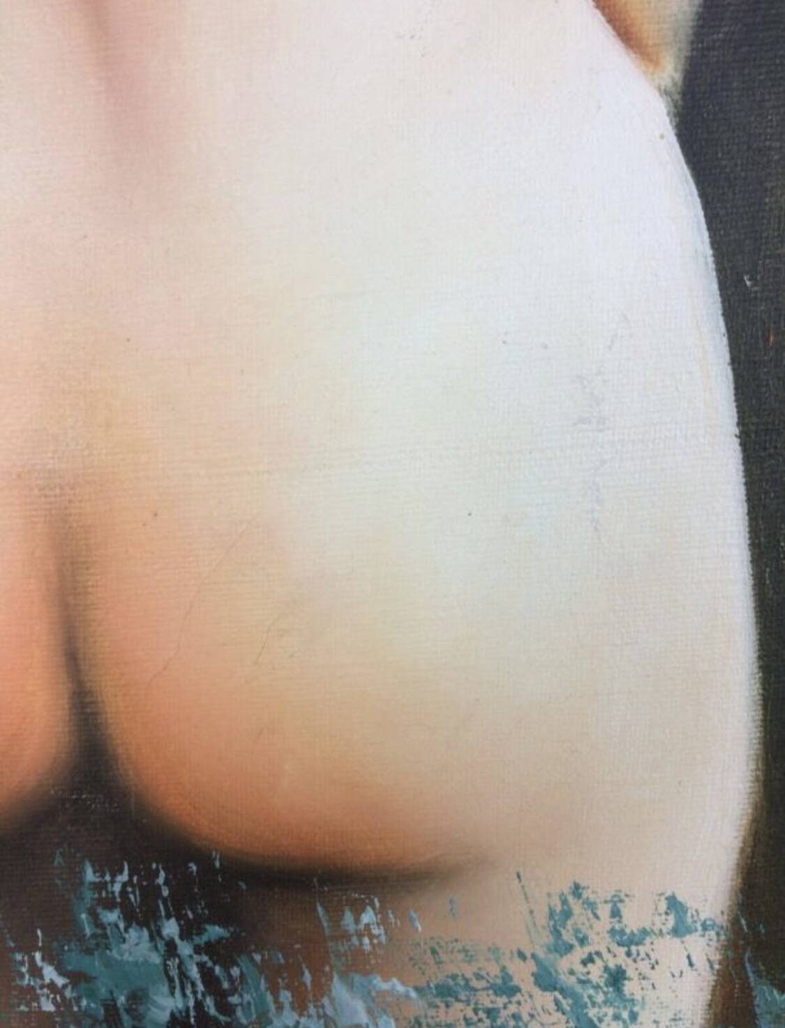 Painting of a woman from behind, oil on canvas, nude