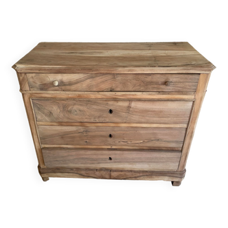 Old raw walnut chest of drawers