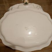 Soup tureen and dish signed Bondil from Moustiers, Provençal art pottery.