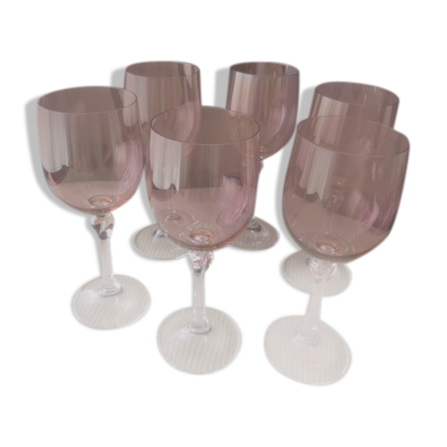 Set of 6 wine glasses in iridescent red crystalline Francesca