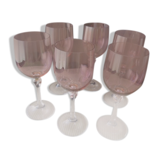 Set of 6 wine glasses in iridescent red crystalline Francesca