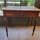 Side table with drawer and leather top
