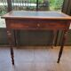 Side table with drawer and leather top