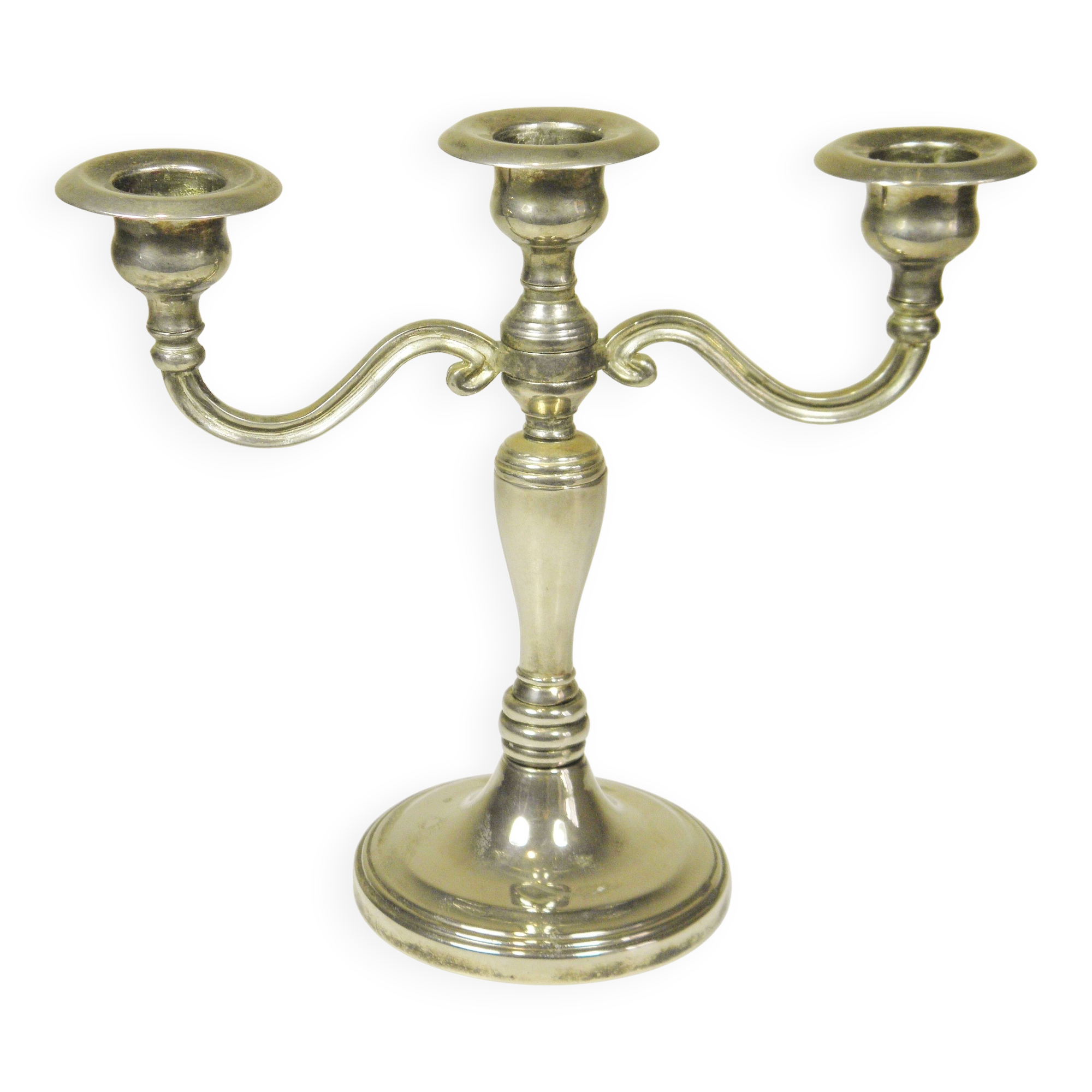 Silver metal candlestick 20 cm