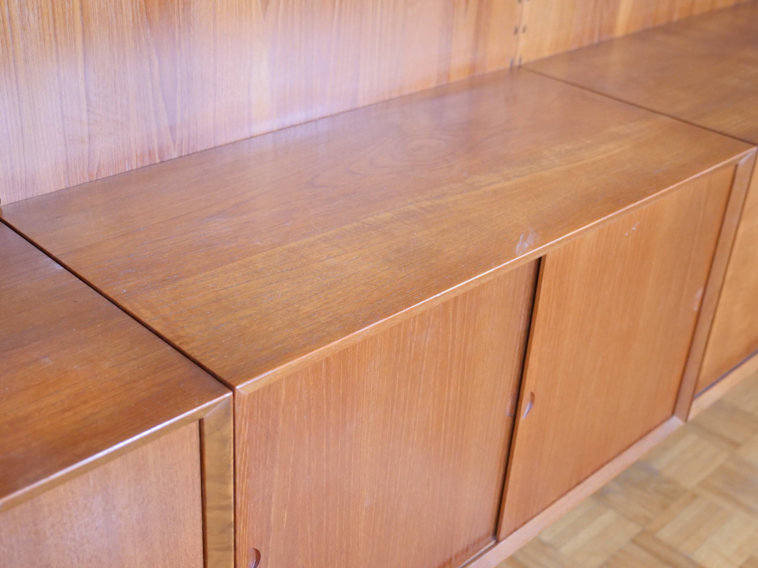 Modular teak shelving system by Poul Cadovius for Cado, 23 Set, 1960s