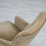 1970s, Danish armchair., original light green furniture velour.
