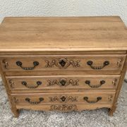 Louis XV style chest of drawers, solid raw oak, 1920.