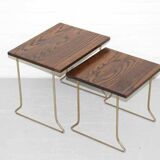 Vintage teak wooden nesting tables by Brabantia