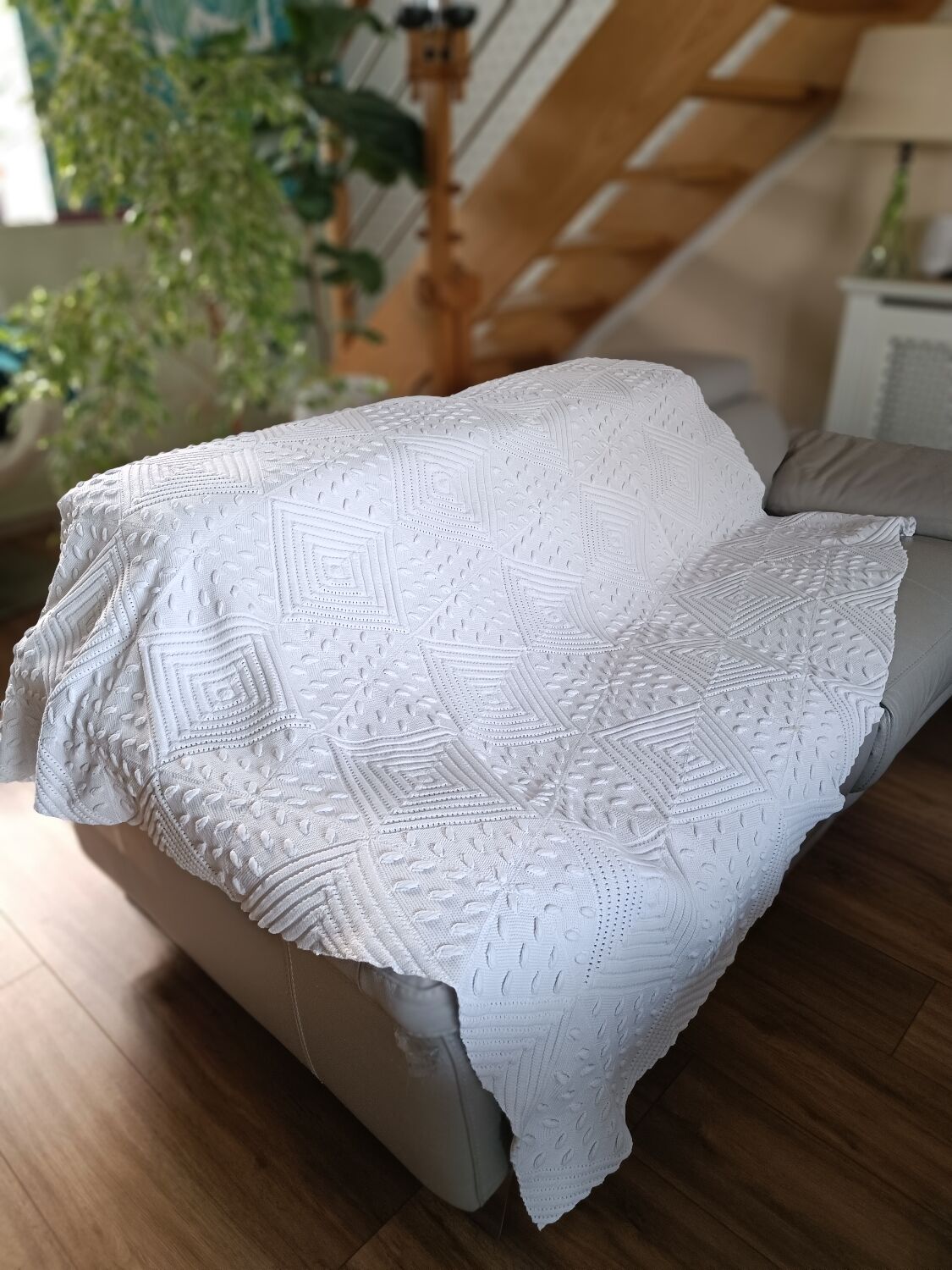 Bedspread or knitted plaid - cotton