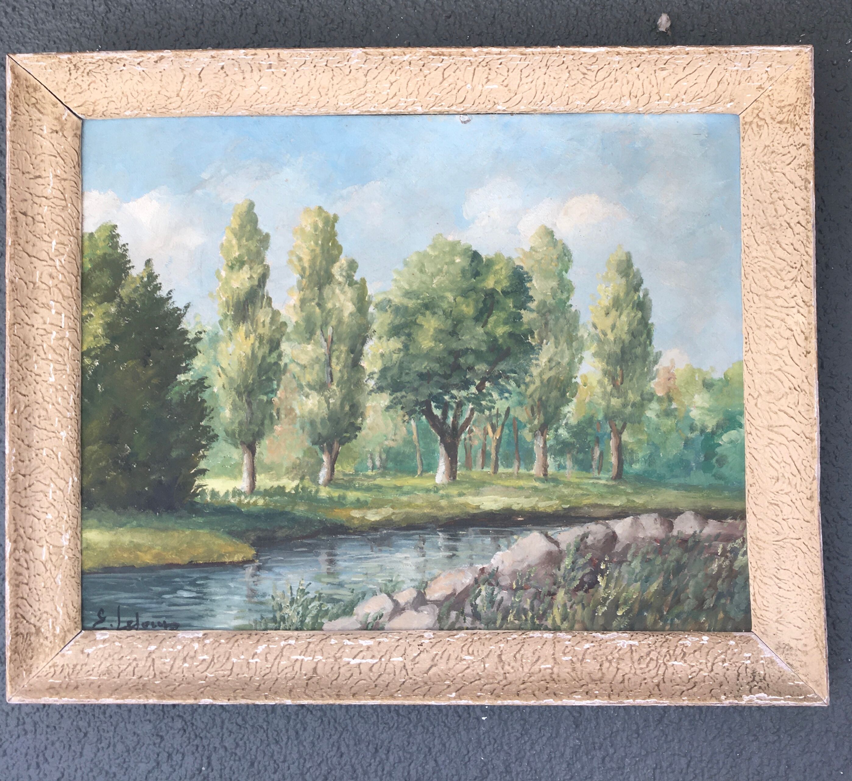 Landscape painting at the river