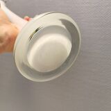 Tall, slim glass vase, in double layer glass (translucent and milky white)