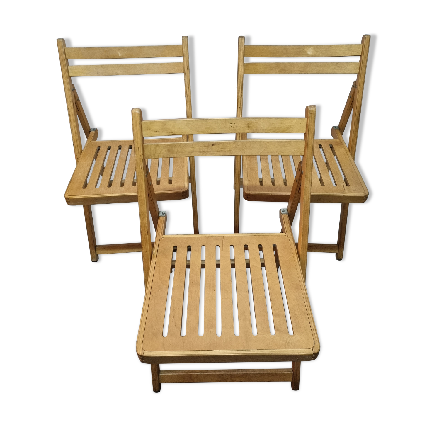 3 wooden folding chairs from 1960/70