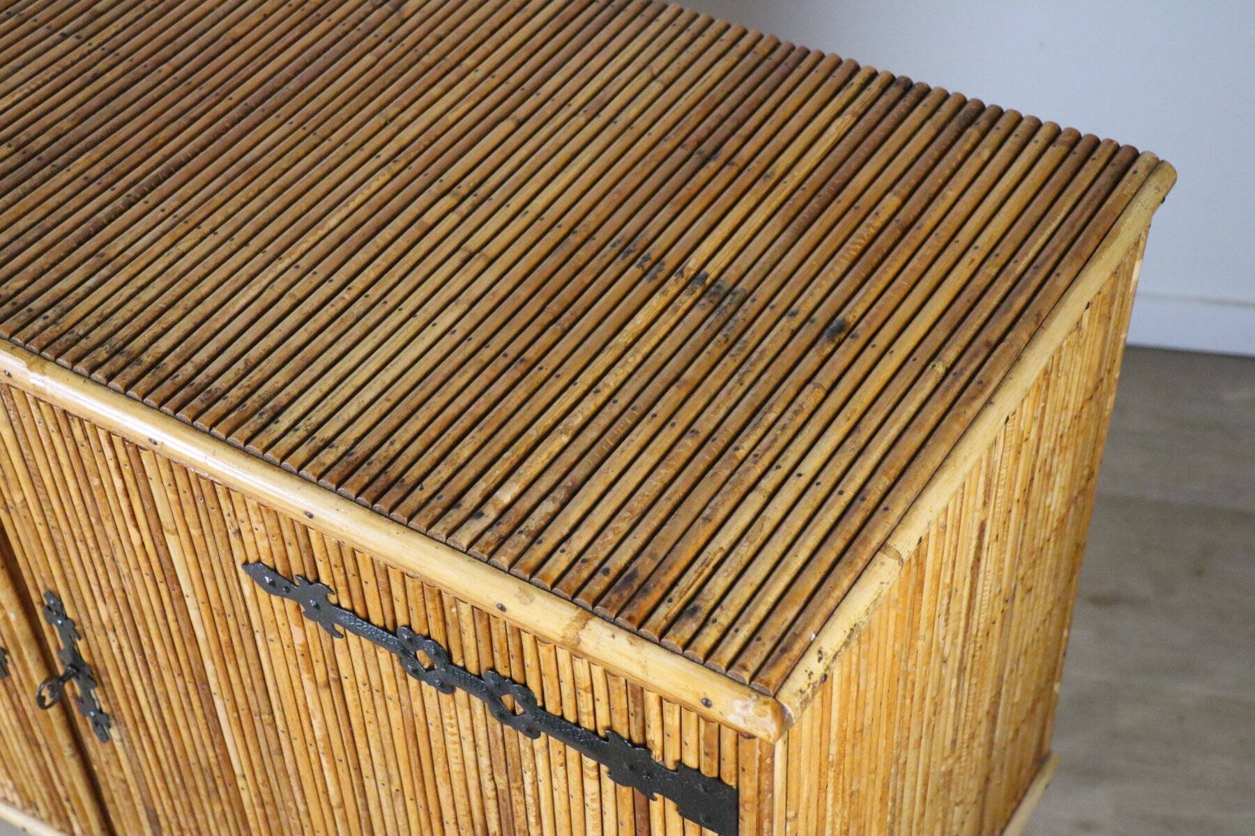 Vintage woven rattan sideboard - 1960