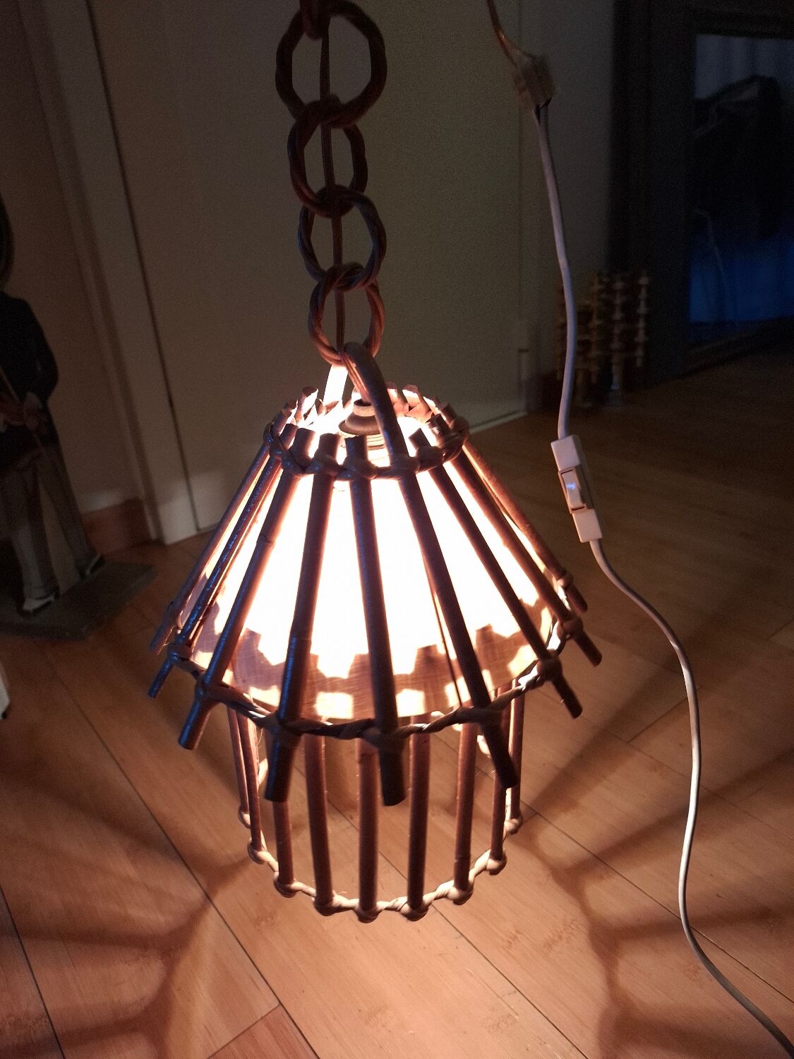 Vintage 60s rattan pendant light