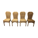 Set of 4 chairs rattan and wicker signed HH