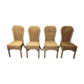 Suite de 4 chaises rotin et osier signées HH