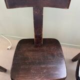 Set of 4 brutalist design elm t-chairs - 1950