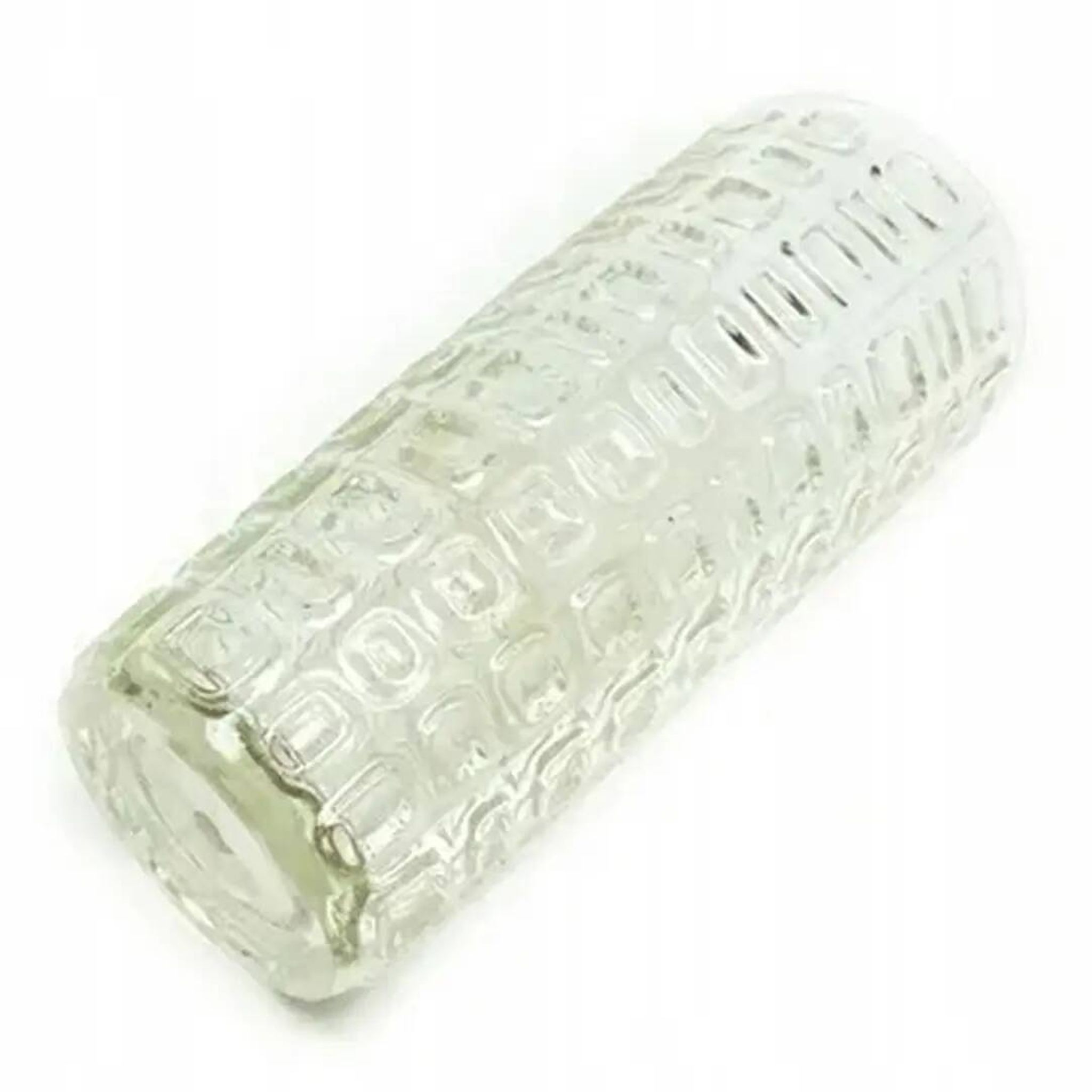 Vulkany vase, mid-century modern, olive soda glass, designed by J.S. Drost, Poland, 1970s