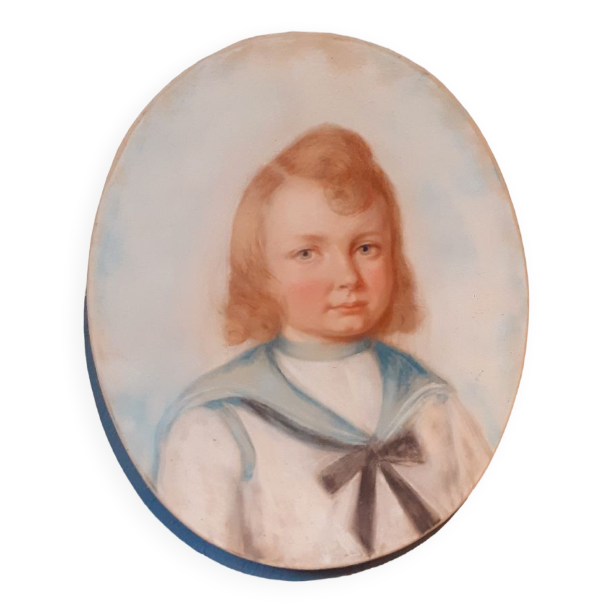 Pastel Old Portrait Of A Child Dated 1921 And Signed