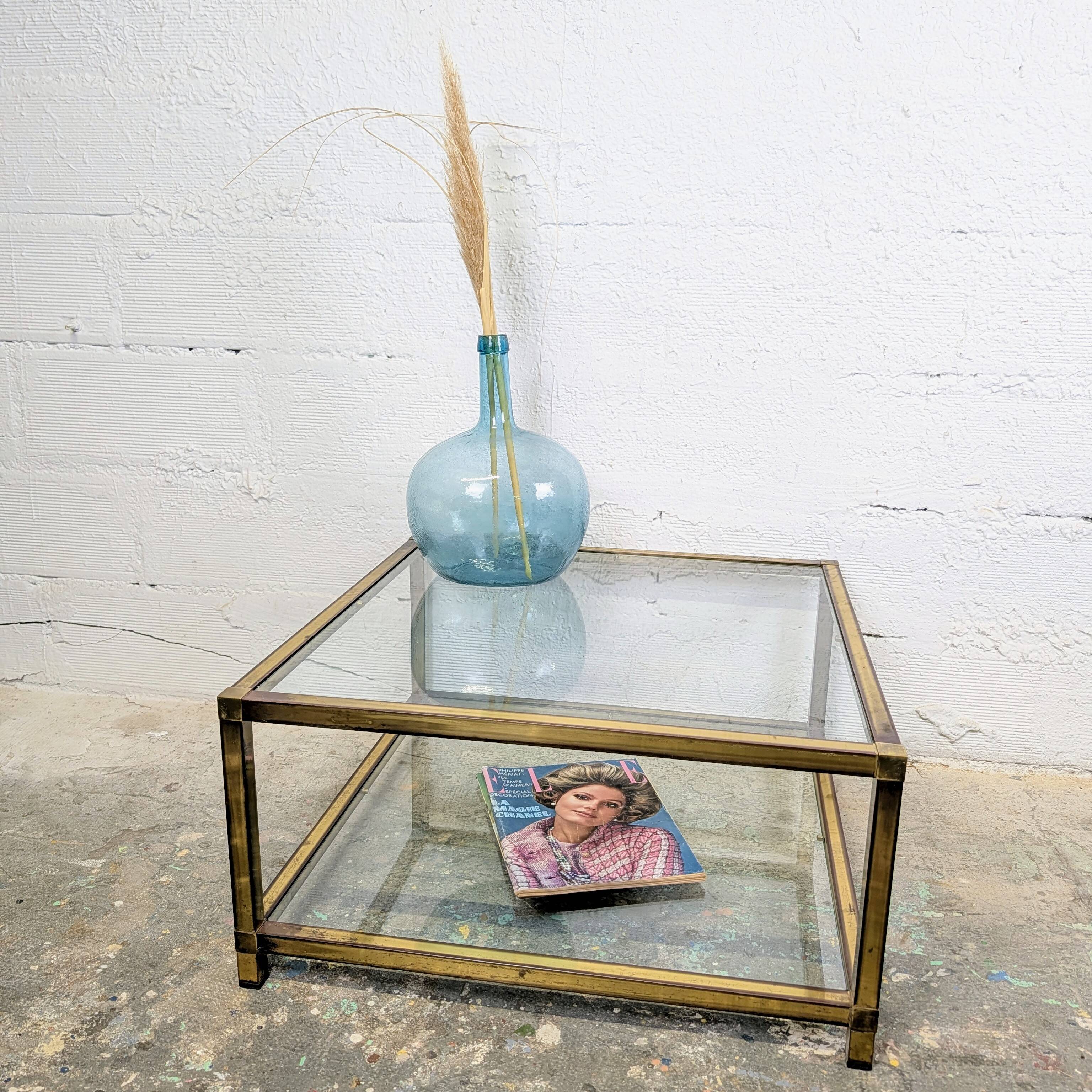 Brass and glass coffee table