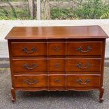 Louis XV crossbow commode in solid cherry wood from the 20th century.