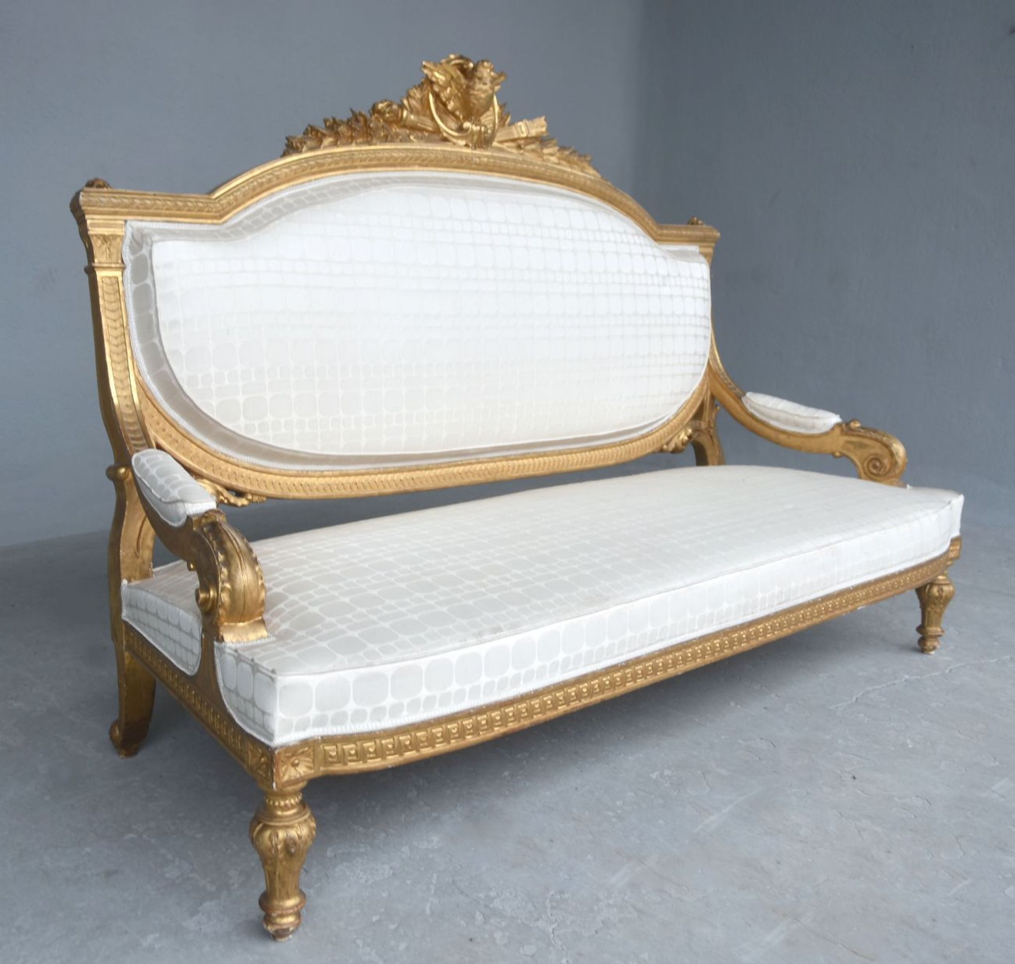 Louis XVI-style gilded wooden bass bench