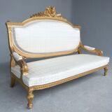 Louis XVI-style gilded wooden bass bench
