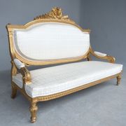 Louis XVI-style gilded wooden bass bench