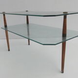 Table low vintage two-story glass 1950 s
