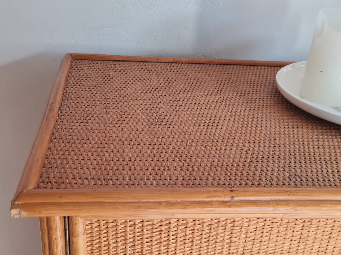 Vintage rattan wardrobe
