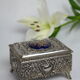 Vintage Silver Metal Jewelry Box Japan
