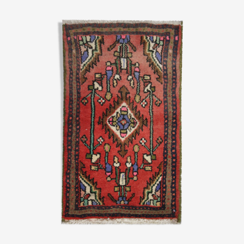 Persian wool rug handmade oriental 38x67cm